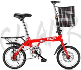 HFFFHA Bike HFFFHA Folding Bike, Foldable Bicycle Adjustable Height Portable With Le, Leisure Disc Brake Foldable Bike With Basket Rear Rack, Commuter Folding Bike For Men Women (Color : A)