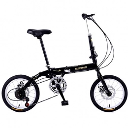 Hmvlw Folding Bike Hmvlw mountain bikes 16inch Portable Folding Bicycle Single Speed Disc Brake Bicycle Women and Man City Commuter Bicycle, Black