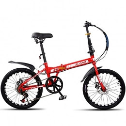 HWZXBCC Bike HWZXBCC Mountain Bicycle Folding Bike 20 Inch Red Bike Easy To Fold, Ergonomic Small Space Occupation, Saddle Retractable, Anti-skid Tires Bike