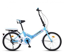 HYLK Folding Bike HYLK 20-Inch Folding Bicycle Small Wheel Commuter, Ladies Adult Student Bike Bicycle Lightweight Aluminum Frame Shock Absorber Bike (Blue)