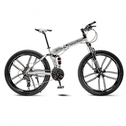 Jbshop Folding Bike Jbshop Folding Bikes White Mountain Bike Bicycle 10 Spoke Wheels Folding 24 / 26 Inch Dual Disc Brakes (21 / 24 / 27 / 30 Speed) Portable folding Bike Bicycle (Color : 30 speed, Size : 24inch)