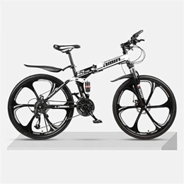 JHKGY Folding Bike JHKGY Folding Mountain Bike Bicycle, Mountain Bike for Adult Men And Women, High Carbon Steel Dual Suspension Frame Mountain Bike, Gears Folding Outroad Bike with 6-Spoke Rims, White, 26 inch 24 speed