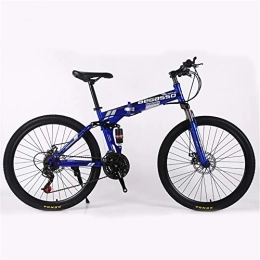 JHKGY Folding Bike JHKGY Folding Mountain Bike for Adult, Double Disc Mountain Bike Wheel, Suspension Fork, Disc Brake, for Men Women Bike, blue, 26 inch 21 speed