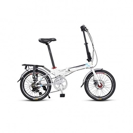 Jinan Folding Bike Jinan 20 Inch 7 Speed Aluminum Alloy Frame Folding Bike Double Disc Brakes Variable Speed Bearing Center Shaft Hub Bicycle Q7-1 Folding / Portable Bicycle White (Color : White)