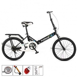 JIZHENG Folding Bike JIZHENG 20 inch foldable lightweight mini bicycle small portable bicycle adult student mountain bike outdoor fashion and convenient-black_20 inches