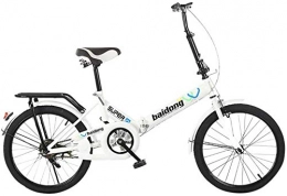 JIZHENG Folding Bike JIZHENG Folding bicycle 20 inch mini portable student comfortable gear for men and women folding bicycle shock absorption bicycle shock absorption (white)