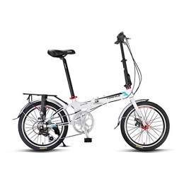 JKCKHA Folding Bike JKCKHA Folding Bicycle, 20 Inch Bikes for Adults, Lightweight Alloy Folding City Bike Bicycle, 7-Speed, Dual Disc Brakes, White