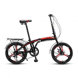 JKCKHA Folding Bike JKCKHA Folding Bike for Adults, Women, Men, Rear Carry Rack, Front And Rear Fenders, 7 Speed Easy Folding City Bicycle 20-Inch Wheels, Disc Brake, Black