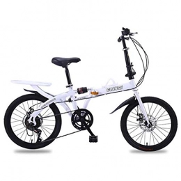 JLFSDB Bike JLFSDB Mountain Bike, 20'' Foldable Bicycles For Men / Women / Adult / Student Lightweight Carbon Steel Frame Damping With Backseat (Color : White)