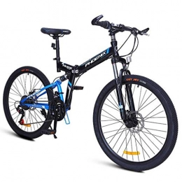 JLFSDB Folding Bike JLFSDB Mountain Bike, 24 / 26 Inch Unisex Ravine Bike 27 Speeds Carbon Steel Frame Disc Brake Front Suspension (Color : Blue, Size : 26'')