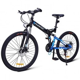 JLFSDB Folding Bike JLFSDB Mountain Bike, 24 / 26 Inch Women / Men Ravine Bike 27 Speeds Carbon Steel Frame Disc Brake Front Suspension (Color : Blue, Size : 26'')