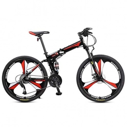 JLFSDB Bike JLFSDB Mountain Bike Foldable 26" Unisex Mountain Bicycles Lightweight 27 Speeds Aluminium Alloy Frame Full Suspension Disc Brake (Color : Red)