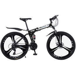 JLFSDB Bike JLFSDB Mountain Bike Foldable Mountain Bicycles 26'' Lightweight Carbon Steel Frame 21 / 24 / 27 Speed Disc Brake Full Suspension Unisex (Color : Black, Size : 24speed)