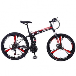 JLFSDB Folding Bike JLFSDB Mountain Bike Foldable Women / Men 26"Mountain Bicycle 21 / 24 / 27 Speeds Carbon Steel Frame Full Suspension Disc Brake (Color : Red, Size : 21speed)