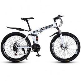 JLFSDB Folding Bike JLFSDB Mountain Bike, Full Suspension Foldable MTB Bicycles, Dual Suspension And Dual Disc Brake, 26inch Spoke Wheels (Color : White, Size : 24-speed)