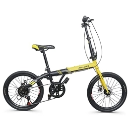 Jrechio Folding Bike Jrechio Folding Bike 20-inch 6-speed City Commuter Bike High Carbon Steel Frame Mechanical Disc Brake for Children and Adults (Color : Yellow) sunyangde