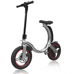 JSZ Folding Bike JSZ Dolphin Electric Bike, 14 Inch Folding Portable E-Bike with Super Lightweight Aluminum Alloy Integrated Wheel, Shimano Pedal Assist Unisex Bicycle for Men And Woman, 36V 350W Rear Engine, Silver