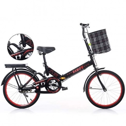 JTYX Folding Bike JTYX 20 Inch Folding Bicycle Adult Men Women Ultralight Portable Student Bike Adjustable Height City Road Folding Bike with Basket