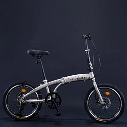 JWYing Folding Bike JWYing 7 Speed Folding Bike 20 Inch Adult Youth Double Disc Brake Portable Mini Bike Foldable Road Bike Student (Color : Light Grey)