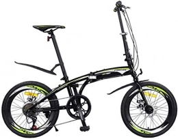 JYD Folding Bike JYD Bike folding bike, 20-inch 7-speed folding bike alloy lightweight commuter City Caravan Bicycle Ultra-light portable bike 6-24, Green (Color : Grün)