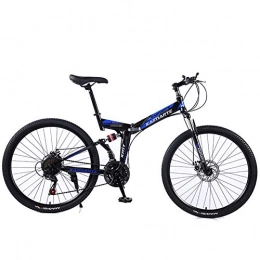 KASIQIWA Folding Bike KASIQIWA Mountain Speed Folding Bike, 26 Inch Wheel Front and Rear Shock Absorbing Dual Disc Brake Carbon Steel Off-road Bicycle, Blue, spokewheel