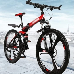 Kays Bike Kays 26 In Mens Mountain Bike Daul Disc Brake 21 / 24 / 27 Speed Folding Bicycle Front Suspension MTB High-Tensile Carbon Steel Frame For A Path, Trail & Mountains(Size:27 Speed, Color:Red)