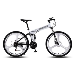 Kays Bike Kays 26 In Wheel Dual Disc Brake Bike Folding 21 / 24 / 27 Speed Mountain Bikes Carbon Steel Frame With Lockable Suspension Fork For Men Woman Adult And Teens(Size:21 Speed, Color:White)