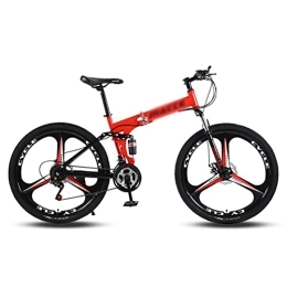 Kays Bike Kays 26 Inch Foldable Mountain Bike High Carbon Steel With Front Suspension Disc Brake Outdoor Bikes For Men Woman Adult And Teens(Size:24 Speed, Color:Red)
