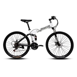 Kays Folding Bike Kays 26 Inch Folding Mountain Bike 21 / 24 / 27 Speed High-Tensile Carbon Steel Frame MTB Dual Disc Brake Mountain Bicycle For Men And Women(Size:27 Speed, Color:White)