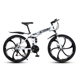 Kays Folding Bike Kays 26 Inch Folding Mountain Bike Carbon Steel Frame 21 / 24 / 27 Speeds With Dual Disc Brake For A Path, Trail & Mountains(Size:24 Speed, Color:White)