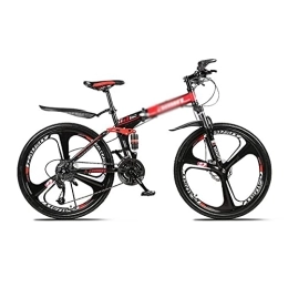 Kays Bike Kays 26 Inch Folding Mountain Bike High Carbon Steel Full Suspension MTB Bicycle For Adult Double Disc Brake Outroad Mountain Bicycle For Men Woman Adult And Teens(Size:27 Speed, Color:Red)