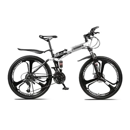 Kays Folding Bike Kays 26 Inch Mountain Bike Folding 21 / 24 / 27 Speed Bicycle With Double Suspension System Road Offroad City Unisex(Size:21 Speed, Color:White)
