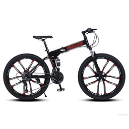 Kays Folding Bike Kays 26" Wheel Mountain Bike With Folding Carbon Steel Frame 21 / 24 / 27 Speed For Men Women With Mechanical Disc Brake And Lockable Suspension Fork(Size:21 Speed, Color:Black)