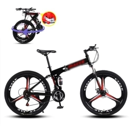 Kays Bike Kays Foldable Mountain Bike 21 / 24 / 27 Speed 26 Inches One Wheel With Dual Suspension Bicycle And Lockable Suspension Fork(Size:21 Speed, Color:Red)
