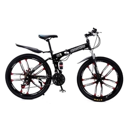 Kays Bike Kays Foldable Mountain Bike 21 Speed Dual Disc Brake 26 Inchs Mountain Bicycle With Carbon Steel Frame For Boys Girls Men And Wome(Color:Black)