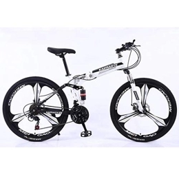 Kays Bike Kays Foldable Women / Men 26”Mountain Bicycle 21 / 24 / 27 Speeds Carbon Steel Frame Full Suspension Disc Brake (Color : White, Size : 27speed)