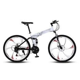 Kays Bike Kays Folding Men's Mountain Bike 26 In Wheel Disc Brake Mountain Bicycle 21 / 24 / 27 Speeds With Carbon Steel Frame Suitable For Men And Women Cycling Enthusiasts(Size:27 Speed, Color:White)