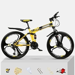 Kays Bike Kays Folding Mountain Bike 21 / 24 / 27 Speed Bicycle Front Suspension MTB Foldable Carbon Steel Frame 26 In 3 Spoke Wheels For A Path, Trail & Mountains(Size:21 Speed, Color:Yello)