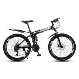 Kays Bike Kays Folding Mountain Bike 21 / 24 / 27 Speed Carbon Steel Frame 26 Inches 3 Spoke Wheel Dual Suspension Bike For Boys Girls Men And Wome(Size:24 Speed, Color:Black)