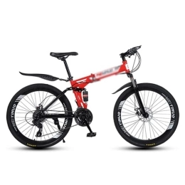 Kays Bike Kays Folding Mountain Bike 21 / 24 / 27 Speed Carbon Steel Frame 26 Inches 3 Spoke Wheel Dual Suspension Bike For Boys Girls Men And Wome(Size:24 Speed, Color:Red)