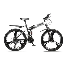 Kays Folding Bike Kays Folding Mountain Bike 21 / 24 / 27-Speed Mountain Bicycle 26 Inches Wheels Dual Disc Brake Dual Suspension Bicycle(Size:24 Speed, Color:White)