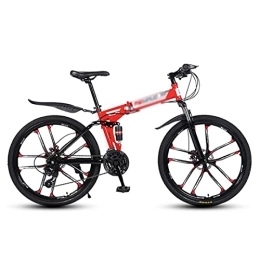 Kays Folding Bike Kays Folding Mountain Bike 21 Speed Bicycle 26 Inches Mens MTB Disc Brakes Bicycle For Adults Mens Womens(Size:24 Speed, Color:Red)