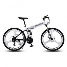 Kays Folding Bike Kays Folding Mountain Bike 26-inch Wheel Suitable for Men and Women Cycling Enthusiasts 21 / 24 / 27 Speed with Double Disc Brake Lockable Suspension (Size:24 Speed, Color:White)