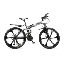 Kays Folding Bike Kays Folding Mountain Bike 26 Inch Wheels Bicycle Carbon Steel Frame 21 / 24 / 27 Speed MTB Bike With Daul Disc Brakes For Men Woman Adult And Teens(Size:27 Speed, Color:White)