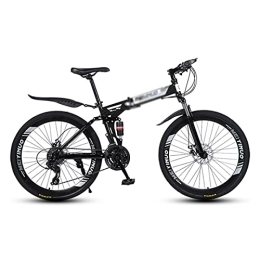 Kays Bike Kays Folding Mountain Bike 26 Inch Wheels With Double Shock Absorber Design 21 / 24 / 27 Speeds With Dual-disc Brakes For A Path, Trail & Mountains(Size:21 Speed, Color:Black)