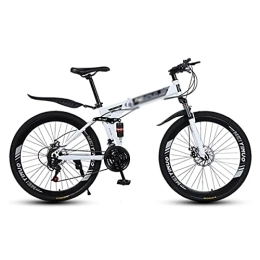 Kays Bike Kays Folding Mountain Bike 26 Inch Wheels With Double Shock Absorber Design 21 / 24 / 27 Speeds With Dual-disc Brakes For A Path, Trail & Mountains(Size:21 Speed, Color:White)
