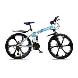 Kays Folding Bike Kays Folding Mountain Bike Carbon Fiber Mountain Bicycle 26" MTB Bicycle 21 / 24 / 27-Speed Dual Suspension With Lockable Shock-absorbing Front Fork(Size:21 Speed, Color:Blue)