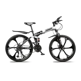 Kays Folding Bike Kays Folding Mountain Bike Carbon Fiber Mountain Bicycle 26" MTB Bicycle 21 / 24 / 27-Speed Dual Suspension With Lockable Shock-absorbing Front Fork(Size:24 Speed, Color:White)