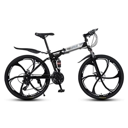 Kays Folding Bike Kays Folding Mountain Bike Dual-disc Brakes 21 / 24 / 27 Speed With Carbon Steel Frame For A Path, Trail & Mountain, Multiple Colors(Size:24 Speed, Color:Black)