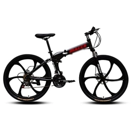 Kays Folding Bike Kays Folding Mountain Bikes 21 / 24 / 27 Speed Dual Disc Brake Front Suspension 26 Inches Anti-Slip Bicycle For Man Woman Teenager(Size:21 Speed, Color:Black)